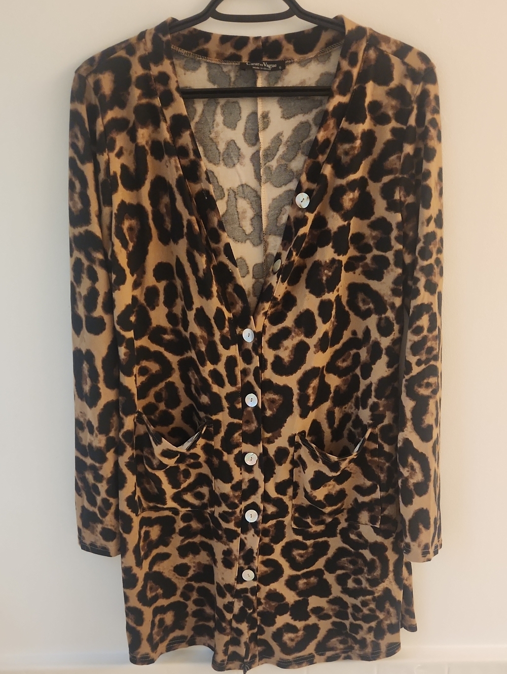 Diane Von Furstenberg Leopard-Print Cardigan in Tan and Black